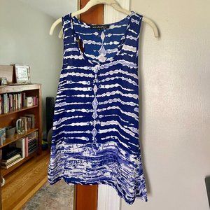 Blue & White Sleeveless Tank Top Blouse [M]